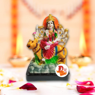 DARIDRA BHANJAN Marble Sherawali MATA Durga Maa IdolMarble Look Goddess Maa Durga Devi Idol Decorative Showpiece  -  14 cm(Marble, Multicolor)