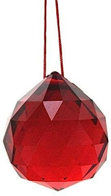 Mokash Creations Crystal Glass Red Hanging Ball for Feng Shui and Decoration with RED Thread Decorative Showpiece  -  5 cm(Glass, Red)
