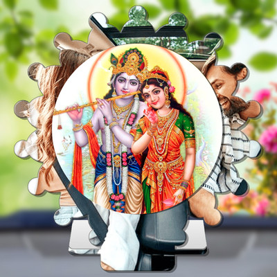 GiftsRange Radha Krishna Silver Car Dashboard Idol Premium Decorative Showpiece  -  8 cm(Plastic, Multicolor, Silver)