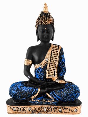 Heart Home Polyresin Lord Gautam Buddha Figurine Decorative Showpiece (Black & Blue) Decorative Showpiece  -  25 cm(Polyresin, Black, Blue)