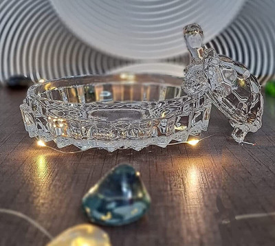 Trishakti Crystal Glass Turtle Tortoise Decorative Showpiece  -  12 cm(Crystal, White)
