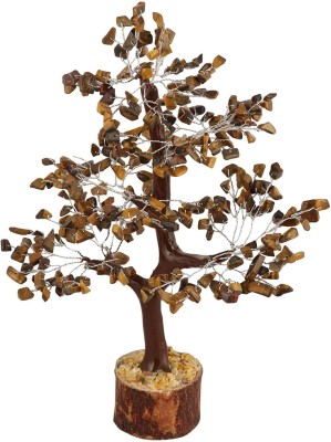 DVISHA Tiger Eye Crystal Bonsai Fortune Money Tree, Balancing Energy Generator Stone. Decorative Showpiece  -  10 cm(Crystal, Brown)