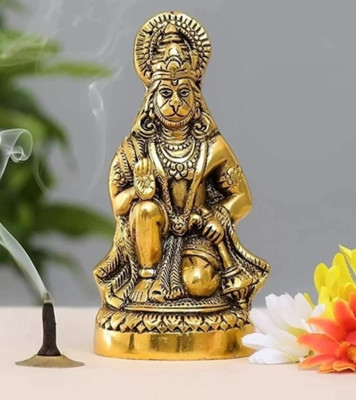 oyssta Hanuman ji status sitting in metal idol bajrangbali murti gift for everyone Decorative Showpiece  -  11 cm(Brass, Metal, Gold)