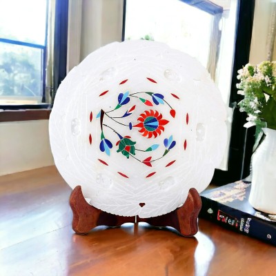 Pooja Creation White Marble Decorative plate 7 inch Decorative Showpiece  -  15 cm(Stone, White)