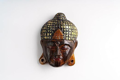 Bagus Wooden Budha Face Wall Hanging Mask Idol Showpiece for Home Living Room Decorative Showpiece  -  15 cm(Wood, Brown)
