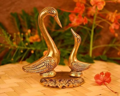 A & S VENTURES Gold Plated Handicraft Pair of Kissing Duck Decorative Showpiece  -  13 cm(Metal, Gold)
