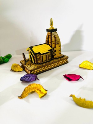DARIDRA BHANJAN Wooden 3D Kedarnath Temple,small Size,Multicolor Decorative Car-Dashboard Decorative Showpiece  -  9 cm(Wood, Multicolor)