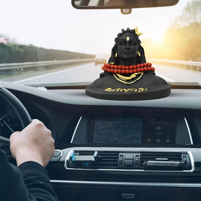 BLADESMITH Lord god Adiyogi Shiva Statue Idol Murti for Car Dashboard Decorative Showpiece  -  11.4 cm(Resin, Black)