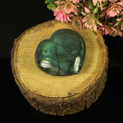 CRYSTU Labradorite Heart Crystal Stone Mini Heart A Perfect Gift For Unisex Decorative Showpiece  -  5 cm(Stone, Black)