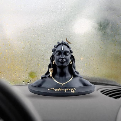 AAPKADECOR Adiyogi Shiva Matt Finishing|Adiyogi Shiva Statue for Car Dashboard Decorative Showpiece  -  3 cm(Resin, Black)
