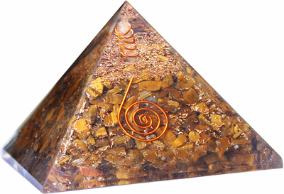 9dzine Tiger Eye Orgone Pyramid,Reiki Stones,Reiki Healing Decorative Showpiece  -  5.5 cm(Crystal, Brown)