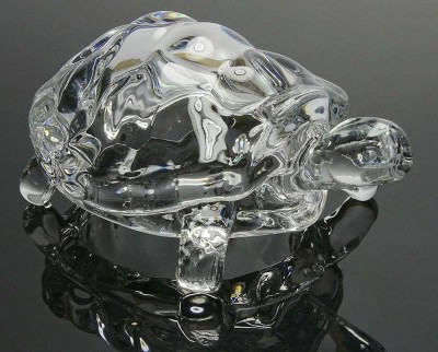 NV12 COLLECTIONS Tortoise for Feng Shui and Vastu, Crystal Turtle Decorative Showpiece  -  5 cm(Crystal, White)