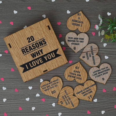 APS Art Plus Store 20 Reasons, Why I Love You Message Box,Greeting Card,Message Pills Gift Set Decorative Showpiece  -  11.43 cm(Wood, Brown)