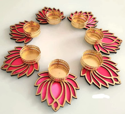 gifthub handmade diya lotus set of 7 pcs Pack of 7(Multicolor)