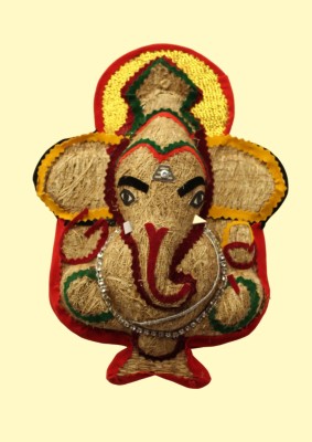 roots craft Lavancha Original Handmade Lucky Lord Ganesha (10.5 inch) Wall Hanging idol Decorative Showpiece  -  26 cm(Coir, Fiber, Beige)