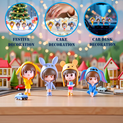 Spiaty Cartoon Character Girl Dolls Decorative Showpiece  -  6 cm(Resin, Multicolor)