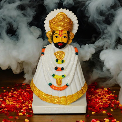 Mishtukocrafts Divine Khatu Shyam Ji Idol – Premium Polyresin Statue for Home Temple & Décor Decorative Showpiece  -  16 cm(Resin, White, Gold)