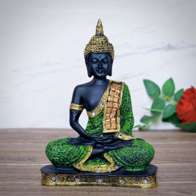 GW Creations Beautiful Lord Gautam Buddhain Meditating Position Statue for Home Decor Decorative Showpiece  -  25 cm(Marble, Multicolor)