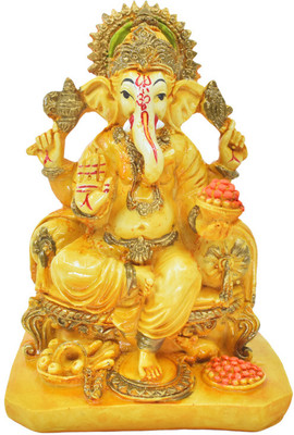 Real Craft Divine Shree Ganesh Statue - Blessings for Your Home Decorative Showpiece  -  15 cm(Ceramic, Yellow)