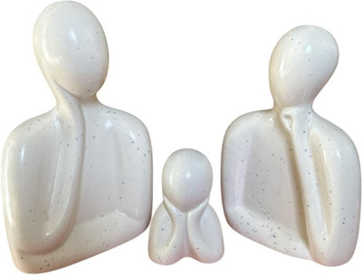 Merakiware White Abstract Thinker Sculpture Set Decorative Showpiece  -  20 cm(Ceramic, White)