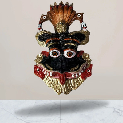 ETANSOKFFT Metal Black Narsingh Kirtimukha Wall Hanging -A Powerful Housewarming Decorative Showpiece  -  12 cm(Metal, Black)