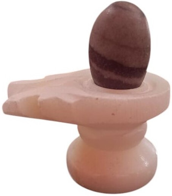 SriMaa Ventures Original Sacred Narmadeshwar Lingam with White Marble Pindi for Daily Worship Decorative Showpiece  -  6 cm(Stone, Marble, Brown, White)