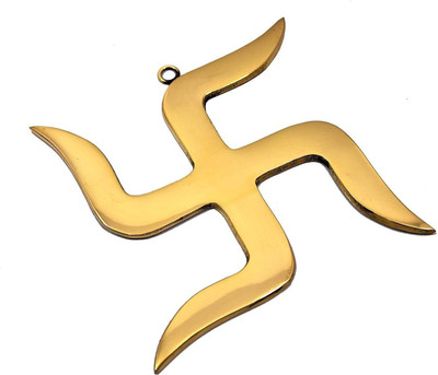 vastu vardan Vastu 6 INCH Brass Swastik |Satiya Wall Hanging Swastik (Pack of 1) Decorative Showpiece  -  15.24 cm(Brass, Gold)