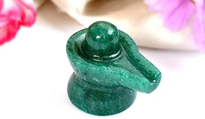 Devlink Devlink Natural Margaj Stone Shivling Or Green Aventurine Lingam - 500g Approx Decorative Showpiece  -  10 cm(Stone, Green)