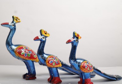 SastaSales Sasta sales Handcrafted Showpiece paper Mache Peacock set| Decorative Showpiece  -  12 cm(Paper Mache, Multicolor)