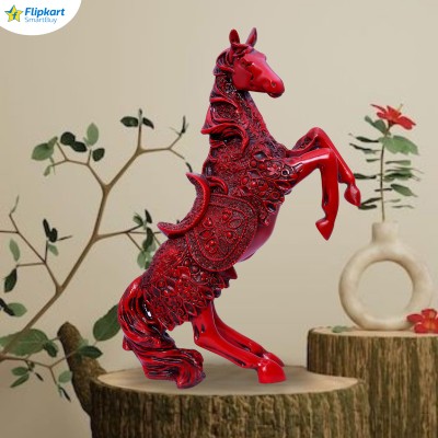 Flipkart SmartBuy Running Horse Handcrafted Statue|Home Décor|Drawing |living Room|Marble Finish Decorative Showpiece  -  34 cm(Polyresin, Red)