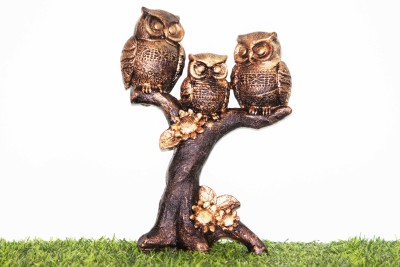 BECKON VENTURE Graceful Resin Majestic Owl Statue For Home Gift living room decoration Decorative Showpiece  -  23 cm(Polyresin, Gold)