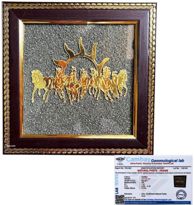 First Ray 7 Horses On Raw Pyrite Frame, Pyrite for Money Making Peaceful Home, Quick Aura Decorative Showpiece  -  17.5 cm Offers & Cashback