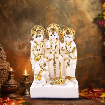 DIVINE HINDU Ram Darbar with Sita Laxman Hanuman Statue Murti Idol for Pooja Decorative Showpiece  -  17 cm(Polyresin, Gold)