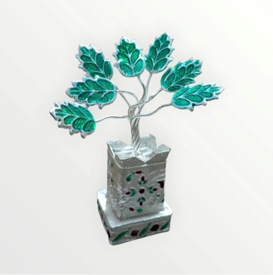 Sigaram Sigaram 3.5 Inch Tulsi Plant For Home Pooja Decor K4603 Decorative Showpiece  -  9 cm(Silver Plated, Silver)