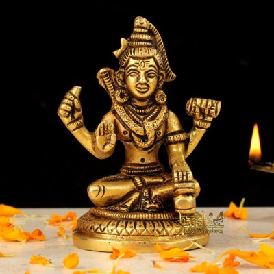 Banshi Handicrafts and Arts 11CM Brass Shiva Statue, Adiyogi Shiva,Shiva Idol, Shankar Idol Decorative Showpiece  -  11 cm(Brass, Gold)