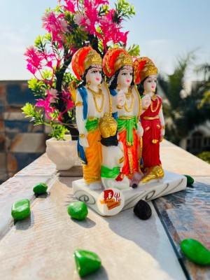 DARIDRA BHANJAN Marble Finish Ram Darbar Statue ,Hanuman MurtiRam Sita Lakshman and Hanuman Idol Decorative Showpiece  -  15 cm(Marble, Multicolor)