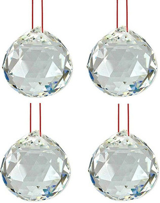 APNA KANHA Crystal Clear Hanging Ball/ Sun Catcher /Rainbow /FengShui Ball (Pack Of 4) Decorative Showpiece  -  5 cm(Crystal, Clear)