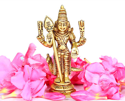 aalayam selveer Murugan Statue Mini | Murugan Idol Mini | Murugan Silai Brass Decorative Showpiece  -  8 cm(Brass, Gold)
