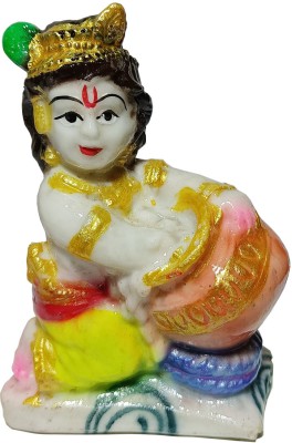 OZOSA Krishna Ji/Laddo Gopal/Bal Gopal/Makkhanchor Murti/idol for home,office, Temple Decorative Showpiece  -  12 cm(Marble, White, Green, Orange)