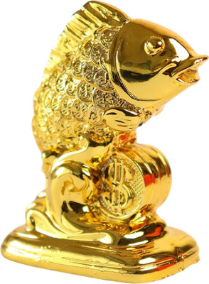 The Spiritual Living Golden Fish Showpiece | Home Decor | Showpiece & Figurine | Arowana Fish Statue Decorative Showpiece  -  7.6 cm(Resin, Gold)