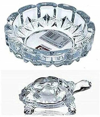 mahakal Crystal Glass Turtle Plated Feng Shui Tortoise Plate Vastu Yantra Feng Sui Lucky Gift Puja Articles Decorative Showpiece - 14 cm Decorative Showpiece - 6 cm(Crystal, Clear)