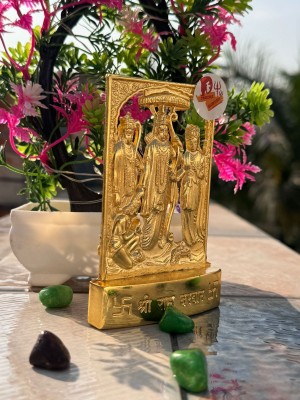 DARIDRA BHANJAN Gold Ram Darbar Statue/ Ram Sita Lakshman and Hanuman Idol Rama Parivar Decorative Showpiece  -  12 cm(Metal, Gold)