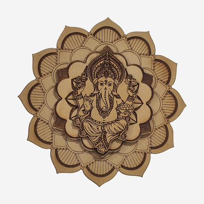StarLaser Wooden wall decor Laser Engraved Mandala Ganesha Wall Frame For Home Decoration Decorative Showpiece  -  15.24 cm(Wood, Brown)