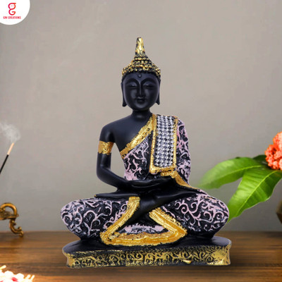 GW Creations Beautiful Lord Gautam Buddha Statue Meditating Position for Home Decor Decorative Showpiece  -  16 cm(Polyresin, White)