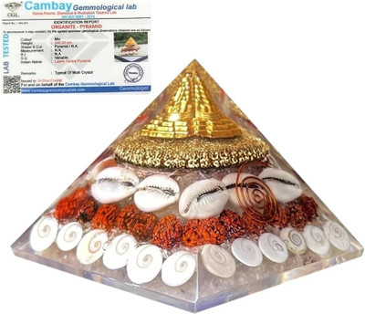 Yashvedacom Original Lakshmi pyramid crystal yantra labtested authorise decorative showpiece Decorative Showpiece  -  10 cm(Crystal, White)