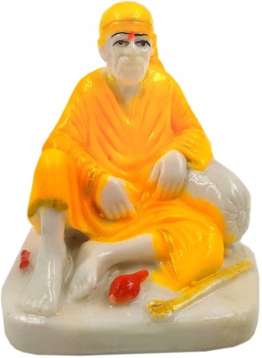 shinde exports Shirdi saibaba marble idol for car dashboard/ small Decorative Showpiece  -  7 cm(Marble, Orange)