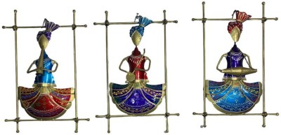 Craferia Export Metal Handmade Sardar Musician Set Of 3 Wall Decor Frame Handicraft Decorative Showpiece  -  40 cm(Metal, Multicolor)