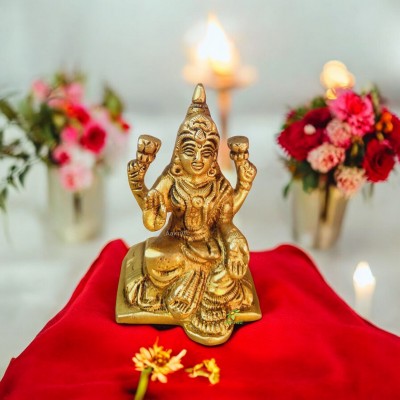 aakrati Goddess Lakshmi Statue of Brass Decorative Showpiece  -  8 cm(Brass, Yellow)