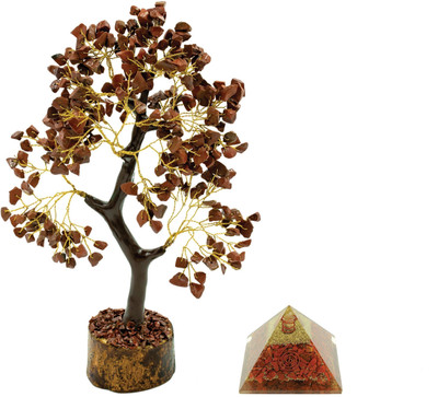 vastu vardan Red Jesper 300 Beads Tree With Pyramid (2Inch) |Tree for Emotional Healing Decorative Showpiece  -  22 cm(Crystal, Red)