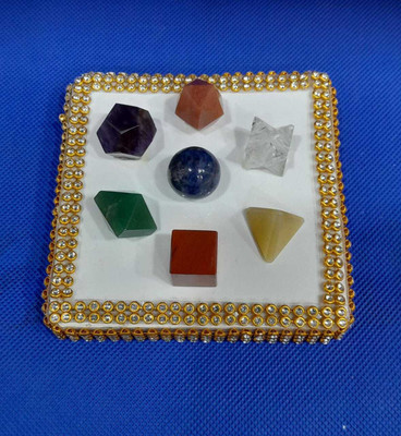 VSP VASTU SAMADHAN VSP VASTU SAMADHAN - 116B - 7 CHAKRA CRSYTAL GEOMETRY SET (7 Pcs) Decorative Showpiece  -  2 cm(Crystal, Multicolor)